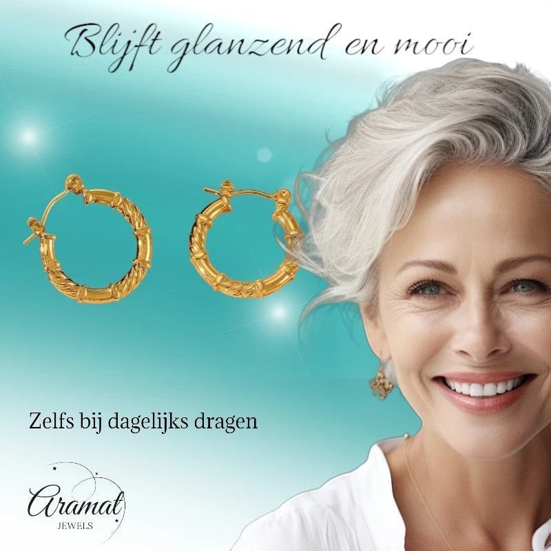 oorringen - gedraaid - glad - goudkleurig - 22mm - oor6404 - 840145 - Oorringen kopen# - 22mm - alles - cadeau