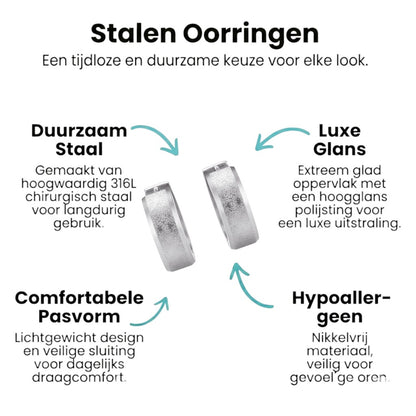 Oorringen – Huggie RVS 20mm Sandblasted Zilverkleur - Aramat Jewels - Oorringen - cadeautip