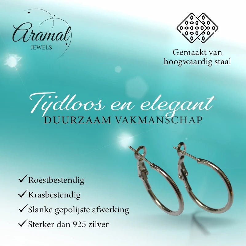 Oorringen – Klassieke Basic Hoepel Creolen RVS Zilverkleur (Diverse Maten) - Aramat Jewels - Oorringen - cadeautip