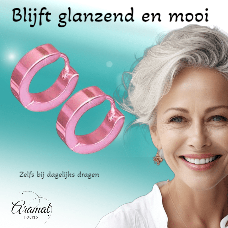 Oorringen – RVS Roze Glans (14mm) - Aramat Jewels - Oorringen - cadeautip