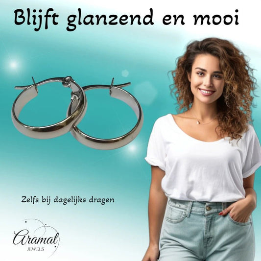 RVS Oorringen Zilverkleur Glad Glans 20mm – Must-Have