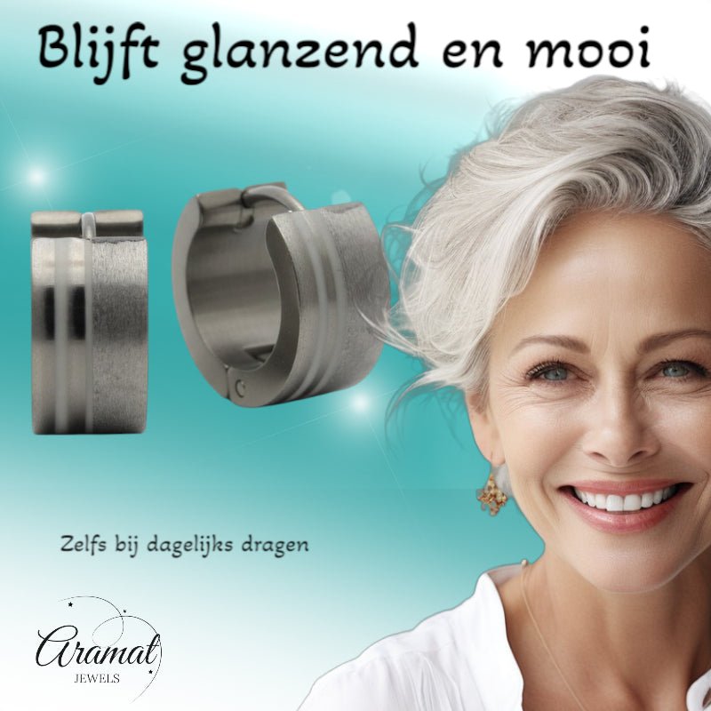 Oorringen – RVS Zilverkleur Sandblasted/Glans (13mm) - Aramat Jewels - Oorringen - cadeautip