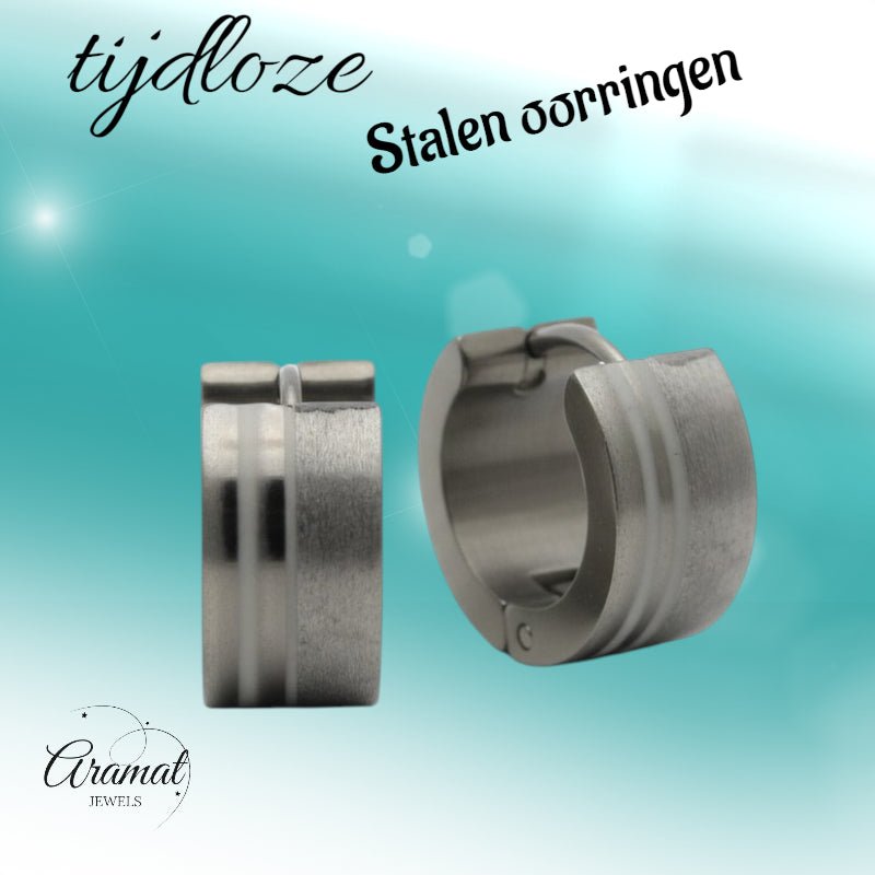 Oorringen – RVS Zilverkleur Sandblasted/Glans (13mm) - Aramat Jewels - Oorringen - cadeautip