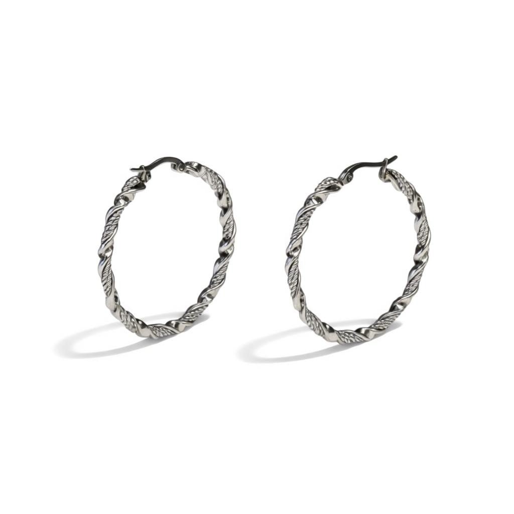 Oorringen – RVS Zilverkleur Twisted Design (30mm of 40mm) - Aramat Jewels - Oorringen - cadeautip