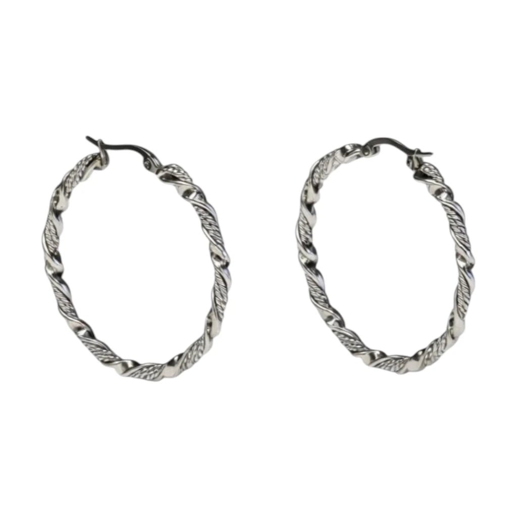 Oorringen – RVS Zilverkleur Twisted Design (30mm of 40mm) - Aramat Jewels - Oorringen - cadeautip