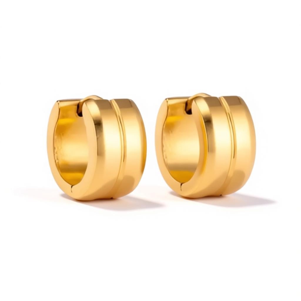 Oorringen – Staal Enkele Streep Goudkleurig (13mm) - Aramat Jewels - Oorringen - cadeautip