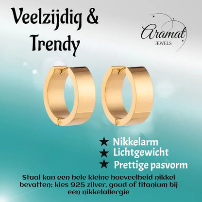 Oorringen – Staal Glad Goudkleurig (20mm) - Aramat Jewels - Oorringen - cadeautip