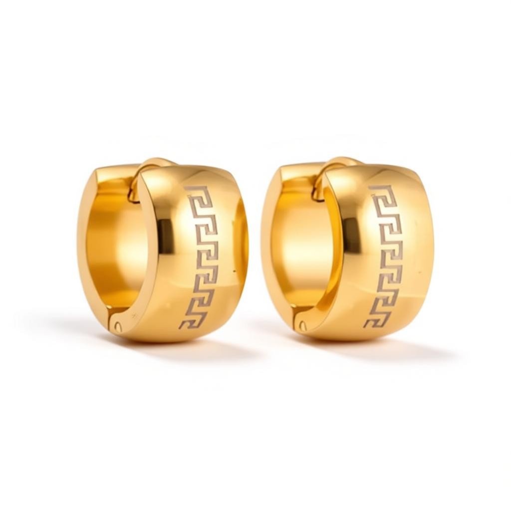 Oorringen – Staal Grieks Motief Goudkleurig (13mm) - Aramat Jewels - Oorringen - cadeautip