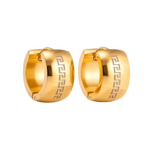 Oorringen – Staal Grieks Motief Goudkleurig (13mm) - Aramat Jewels - Oorringen - cadeautip
