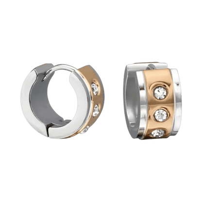 Oorringen – Staal Huggies Zirkonia Bicolor (13mm) - Aramat Jewels - Oorringen - cadeautip