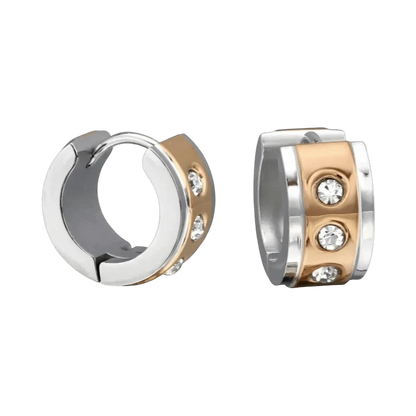 Oorringen – Staal Huggies Zirkonia Bicolor (13mm) - Aramat Jewels - Oorringen - cadeautip