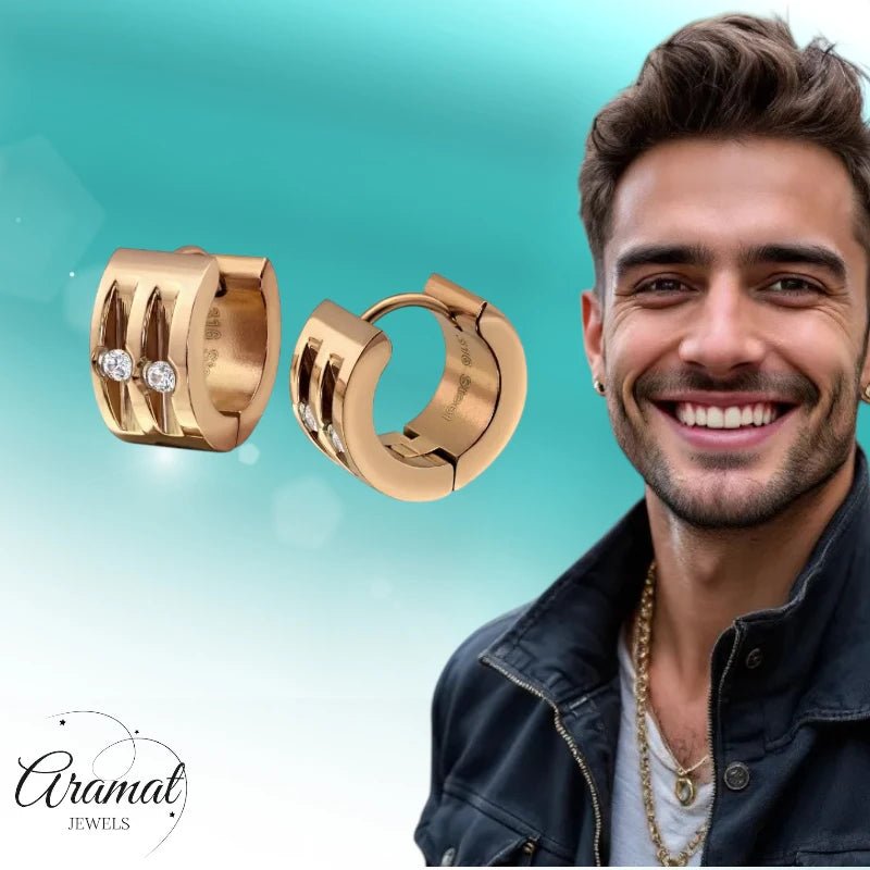 Oorringen – Staal Huggies Zirkonia Roségoudkleurig (13mm) - Aramat Jewels - Oorringen - cadeautip