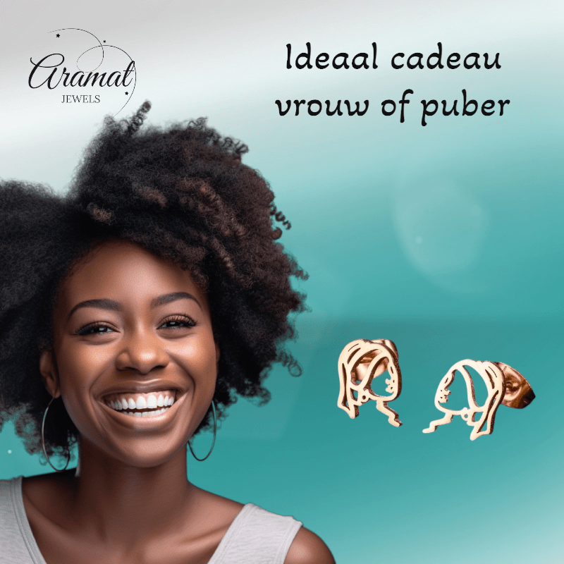 Oorstekers Meisje met de Parel – Rosékleurig RVS - oor6392 - 638456 - Oorbellen kopen# - 12mm - alles - cadeau