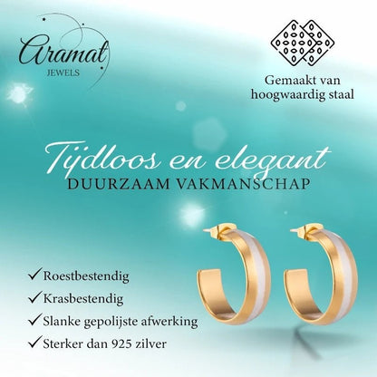 Oorstekers – Staal Hoepel Bicolor Mat (22mm) - Aramat Jewels - Oorringen - cadeautip