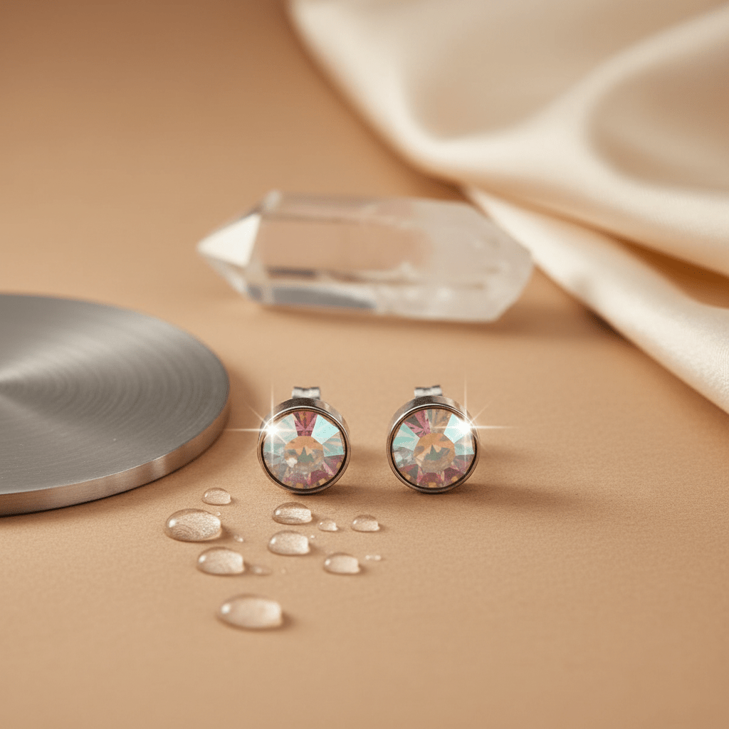 Oorstekers – Staal Kristal AB Transparant Zilverkleur (8mm) - Aramat Jewels - Oorbellen - cadeautip