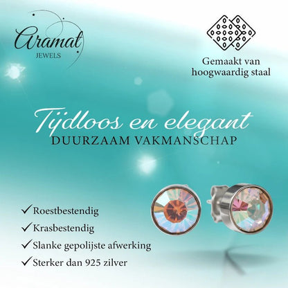 Oorstekers – Staal Kristal AB Transparant Zilverkleur (8mm) - Aramat Jewels - Oorbellen - cadeautip
