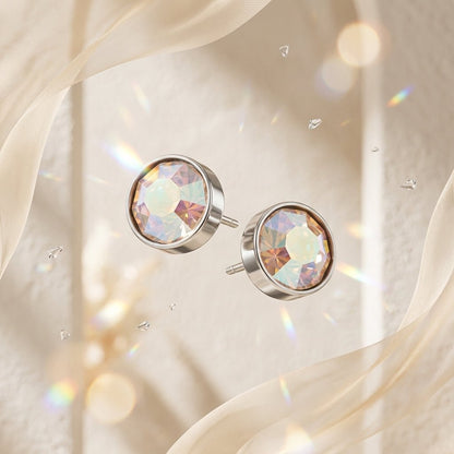 Oorstekers – Staal Kristal AB Transparant Zilverkleur (8mm) - Aramat Jewels - Oorbellen - cadeautip