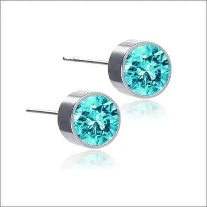 Oorstekers – Staal Kristal Aqua Blauw Zilverkleur (6mm) - Aramat Jewels - Oorbellen - cadeautip