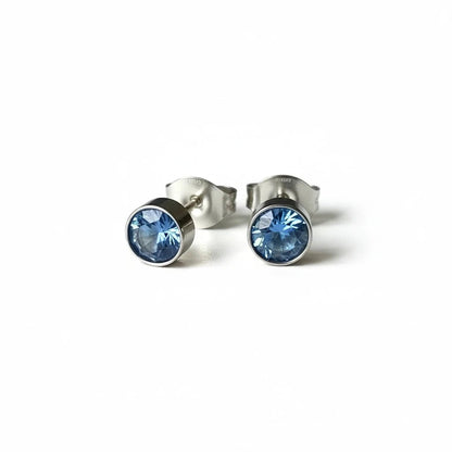 Oorstekers – Staal Kristal Blauw Zilverkleur (5mm) - Aramat Jewels - Oorbellen - cadeautip