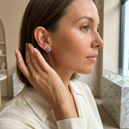 Oorstekers – Staal Kristal Blauw Zilverkleur (5mm) - Aramat Jewels - Oorbellen - cadeautip