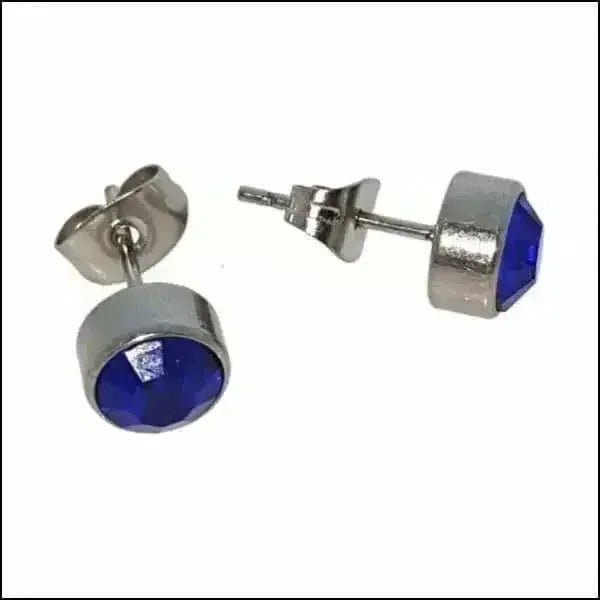 Oorstekers – Staal Kristal Donker Blauw Zilverkleur (7mm) - Aramat Jewels - Oorbellen - cadeautip