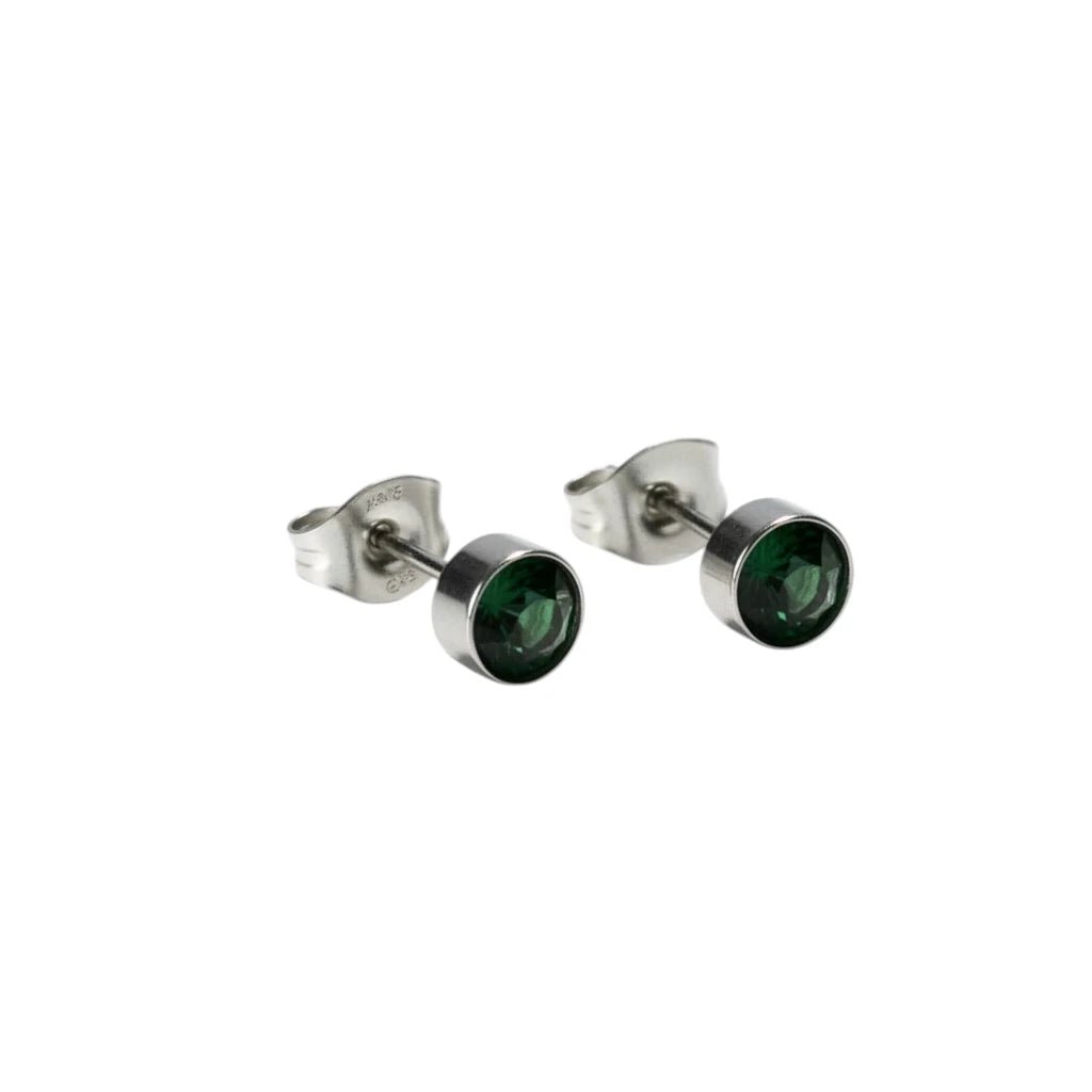 Oorstekers – Staal Kristal Donker Groen Zilverkleur (5mm) - Aramat Jewels - Oorbellen - cadeautip