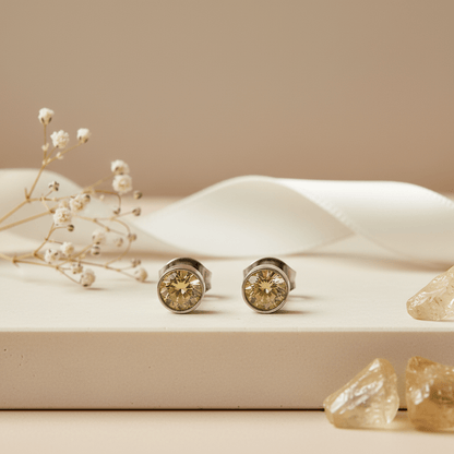 Oorstekers – Staal Kristal Geel Zilverkleur (5mm) - Aramat Jewels - Oorbellen - cadeautip