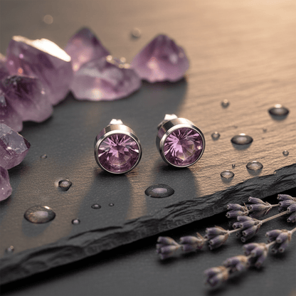 Oorstekers – Staal Kristal Licht Paars Zilverkleur (10mm) - Aramat Jewels - Oorbellen - cadeautip