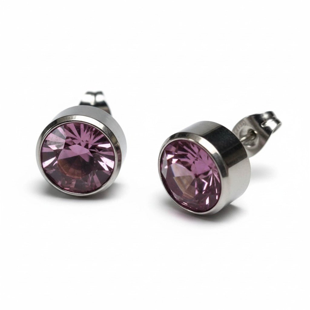Oorstekers – Staal Kristal Licht Paars Zilverkleur (10mm) - Aramat Jewels - Oorbellen - cadeautip
