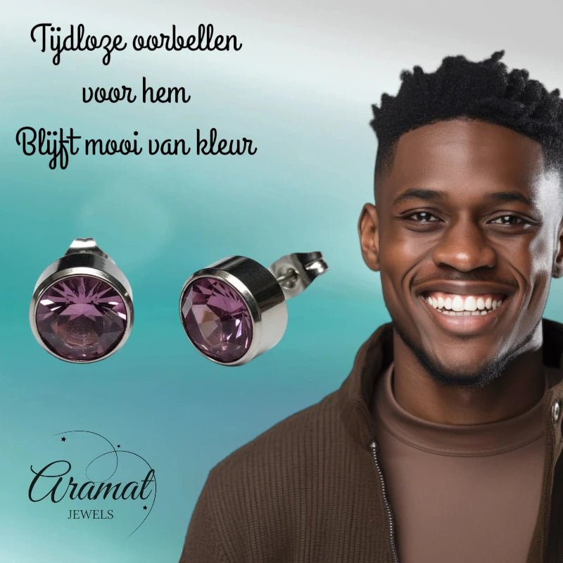 Oorstekers – Staal Kristal Licht Paars Zilverkleur (10mm) - Aramat Jewels - Oorbellen - cadeautip