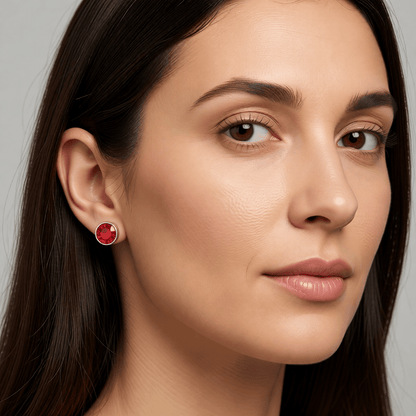 Oorstekers – Staal Kristal Rood Zilverkleur (6mm) - Aramat Jewels - Oorbellen - cadeautip