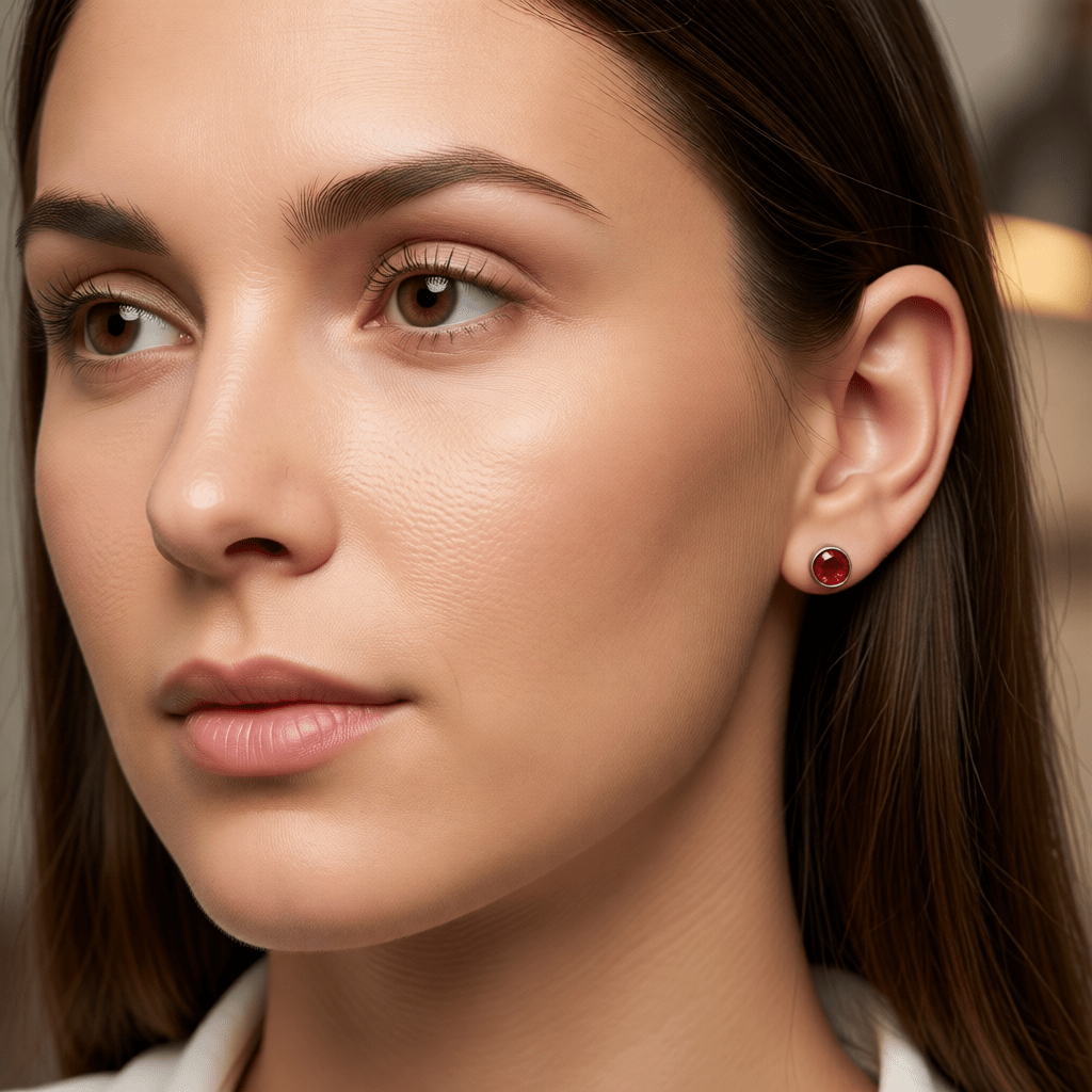 Oorstekers – Staal Kristal Rood Zilverkleur (7mm) - Aramat Jewels - Oorbellen - cadeautip