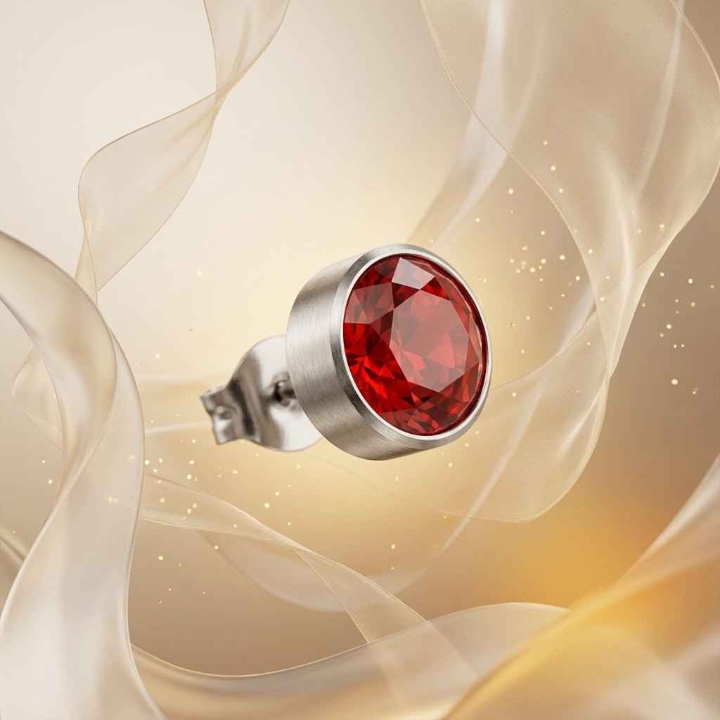Oorstekers – Staal Kristal Rood Zilverkleur (7mm) - Aramat Jewels - Oorbellen - cadeautip