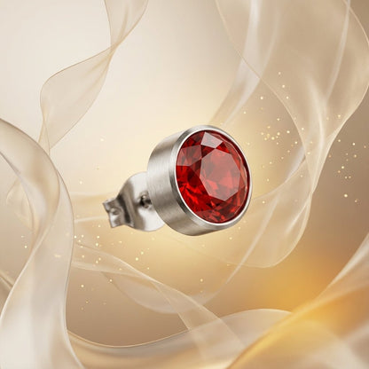 Oorstekers – Staal Kristal Rood Zilverkleur (7mm) - Aramat Jewels - Oorbellen - cadeautip