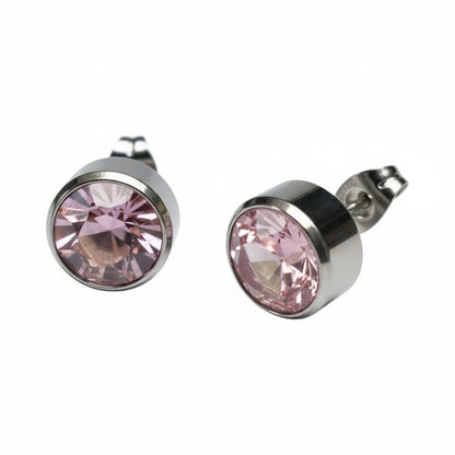 Oorstekers – Staal Kristal Roze Zilverkleur (10mm) - Aramat Jewels - Oorbellen - cadeautip