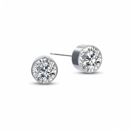 Oorstekers – Staal Kristal Transparant Zilverkleur (6mm) - Aramat Jewels - Oorbellen - cadeautip