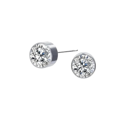 Oorstekers – Staal Kristal Transparant Zilverkleur (6mm) - Aramat Jewels - Oorbellen - cadeautip