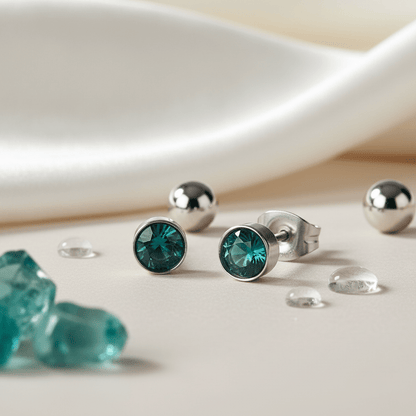 Oorstekers – Staal Kristal Zeeblauw Zilverkleur (5mm) - Aramat Jewels - Oorbellen - cadeautip