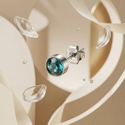 Oorstekers – Staal Kristal Zeeblauw Zilverkleur (5mm) - Aramat Jewels - Oorbellen - cadeautip