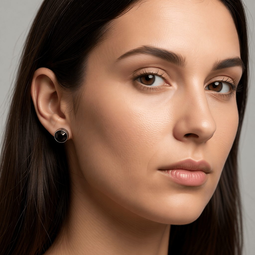 Oorstekers – Staal Kristal Zwart Zilverkleur (8mm) - Aramat Jewels - Oorbellen - cadeautip