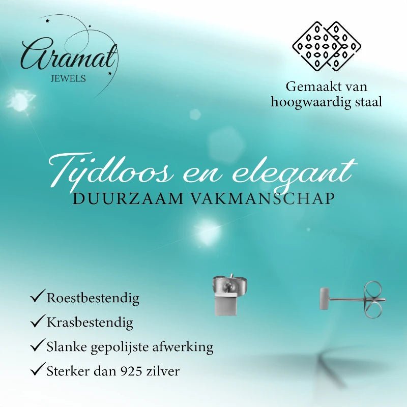 Oorstekers – Staal Vierkant Zilverkleurig (4mm) - Aramat Jewels - Oorbellen - cadeautip
