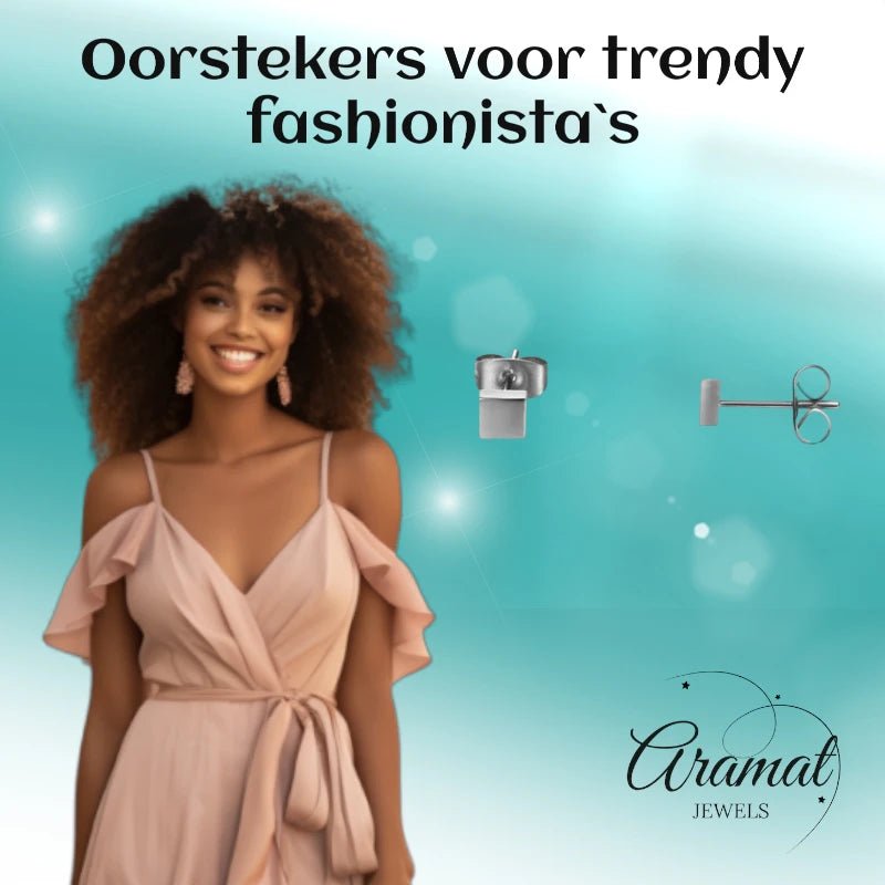 Oorstekers – Staal Vierkant Zilverkleurig (4mm) - Aramat Jewels - Oorbellen - cadeautip