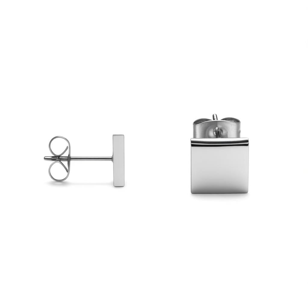 Oorstekers – Staal Vierkant Zilverkleurig (8mm) - Aramat Jewels - Oorbellen - cadeautip