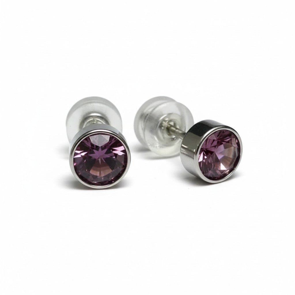 Oorstuds – Staal Kristal Licht Paars Zilverkleur (5mm) - Aramat Jewels - Oorbellen - cadeautip