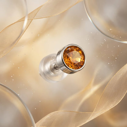 Oorstuds – Staal Kristal Topaas Bruin Zilverkleur (5mm) - Aramat Jewels - Oorbellen - cadeautip