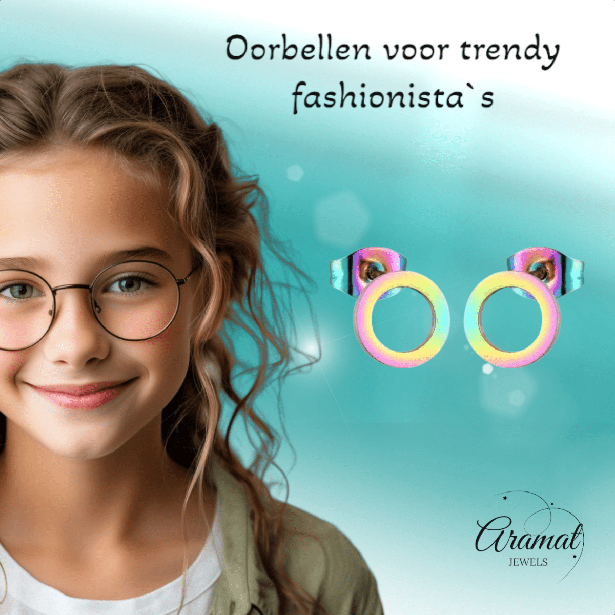 Open Cirkel Oorbellen Multikleur – 9mm - Aramat Jewels - Oorbellen - cadeautip
