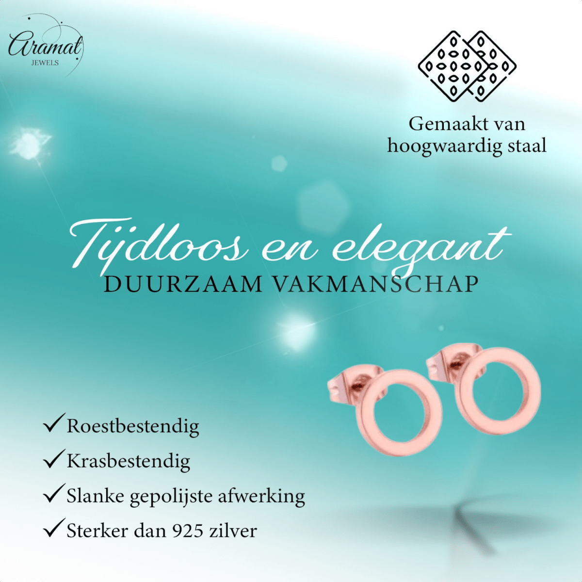 Open Cirkel Oorbellen Rosegoudkleur – 9mm - Aramat Jewels - Oorbellen - cadeautip