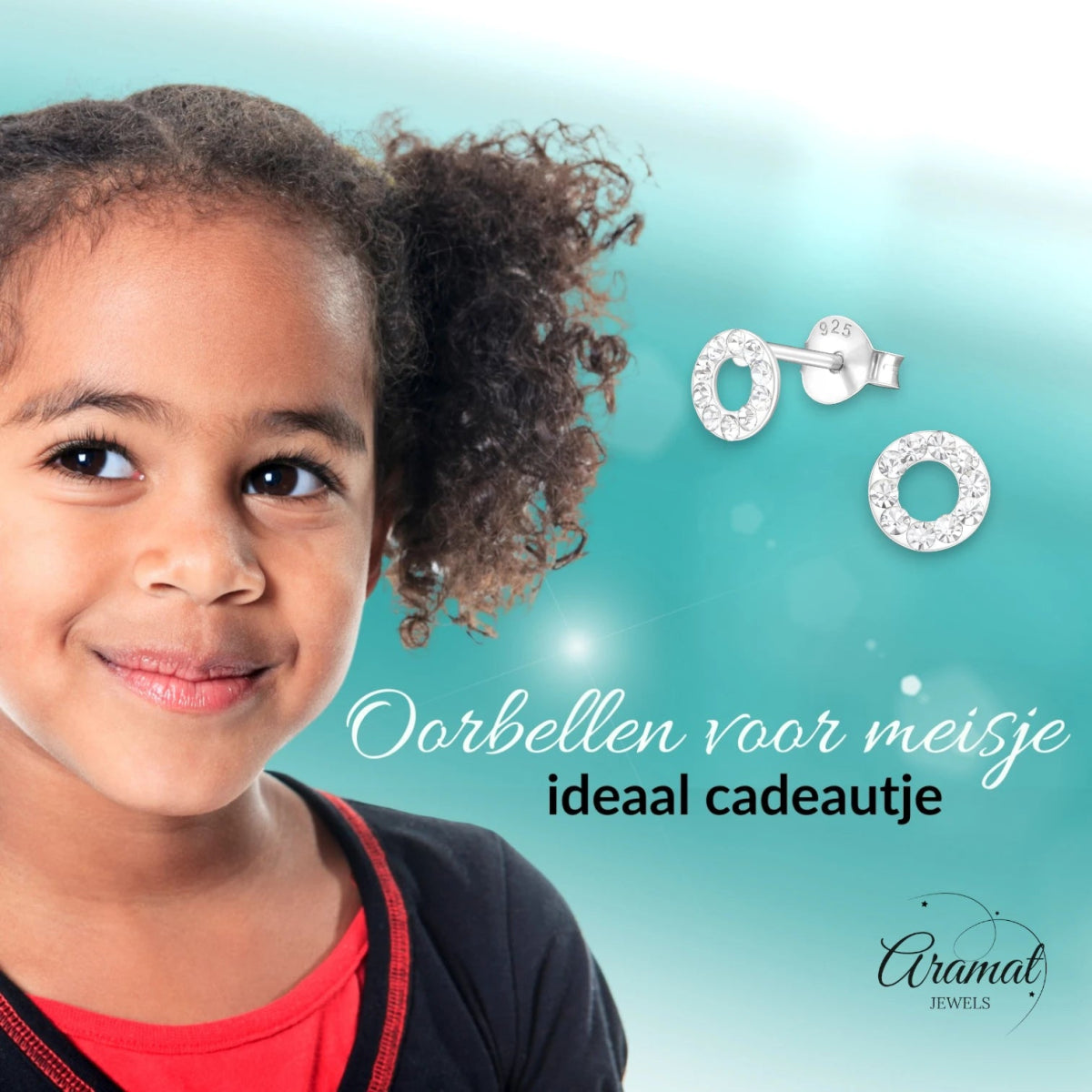 Open cirkel oorbellen zilver transparant kristal - Aramat Jewels - Oorbellen - cadeautip