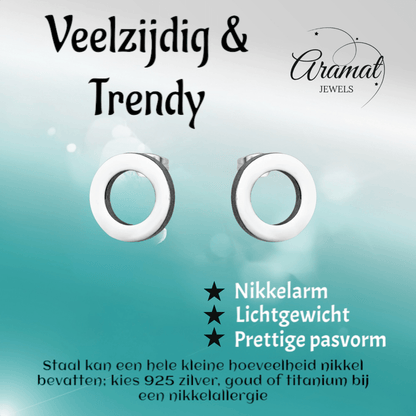 Open Cirkel Oorbellen Zilverkleur – 8mm - Aramat Jewels - Oorbellen - cadeautip