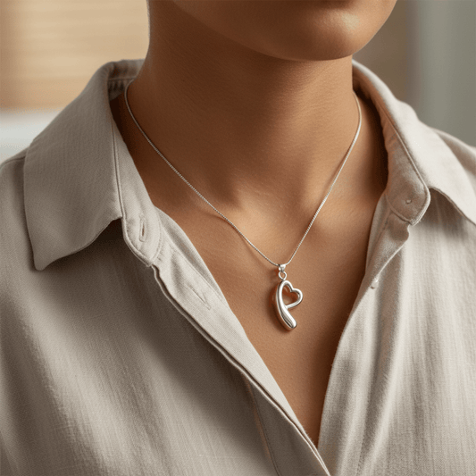 Open hart ashanger – rouwsieraad van staal - Aramat Jewels - Gedenkhangers - cadeautip